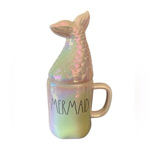 NWOT Rae Dunn Mermaid mug and lid set iridescent